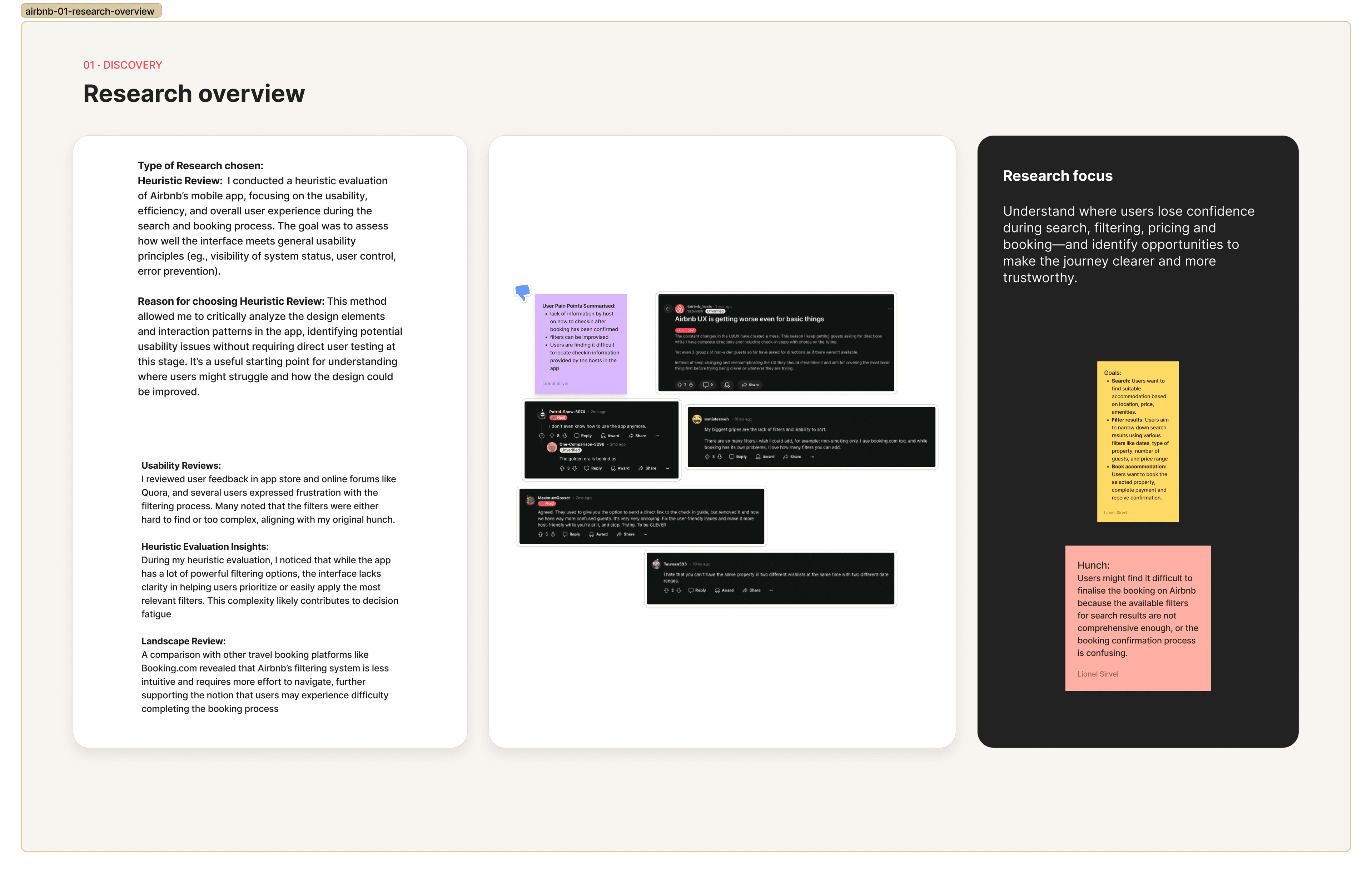 Research overview of Airbnb's booking experience and known pain points
