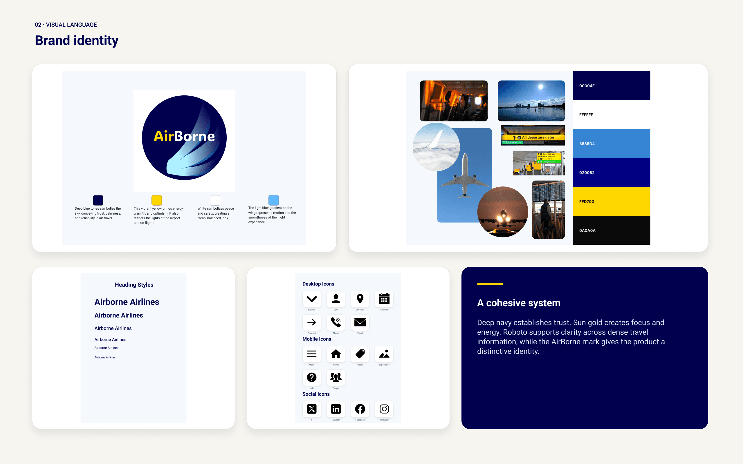 AirBorne brand identity: logo, colour palette and typography