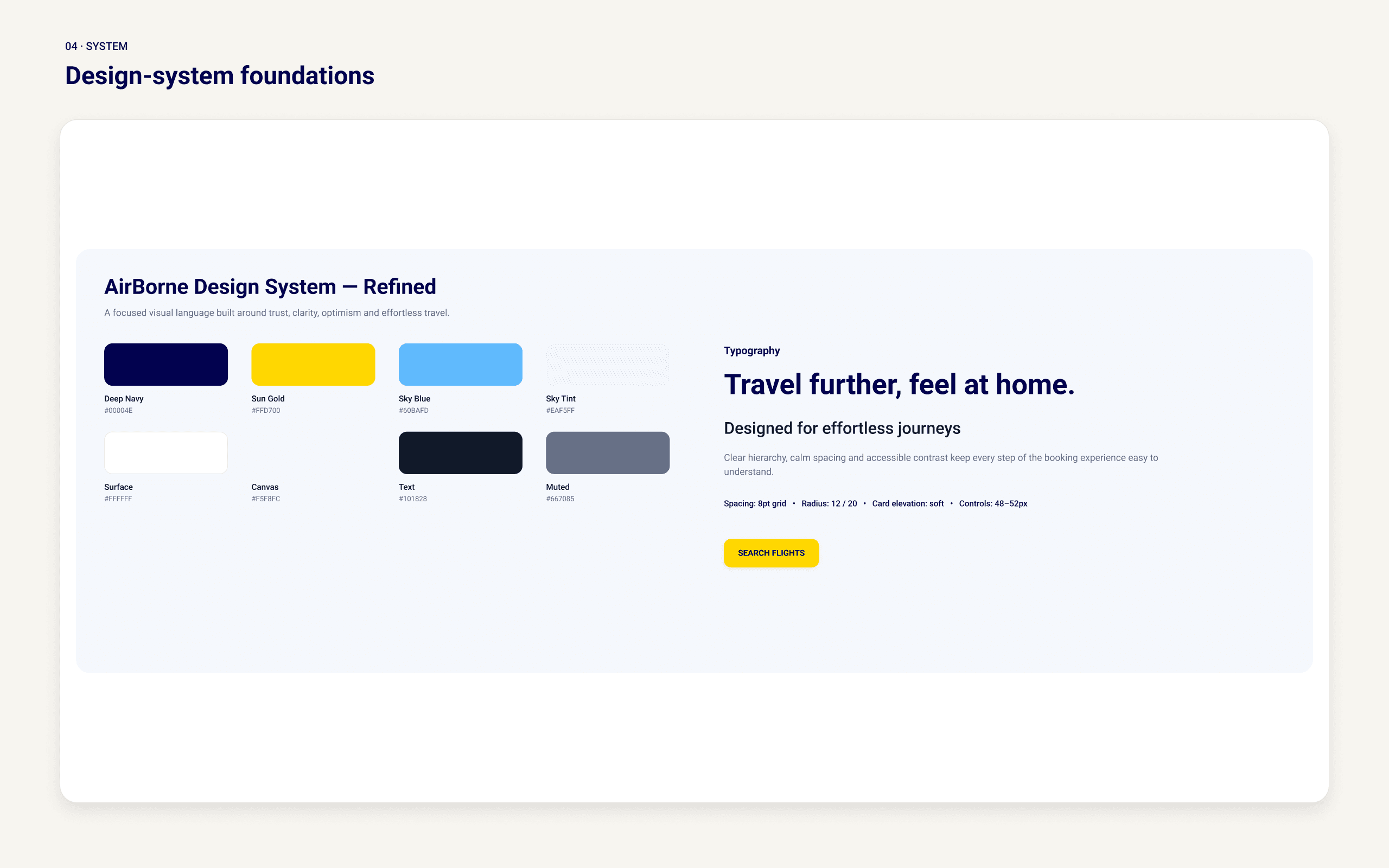AirBorne design system foundations: colour, type and spacing